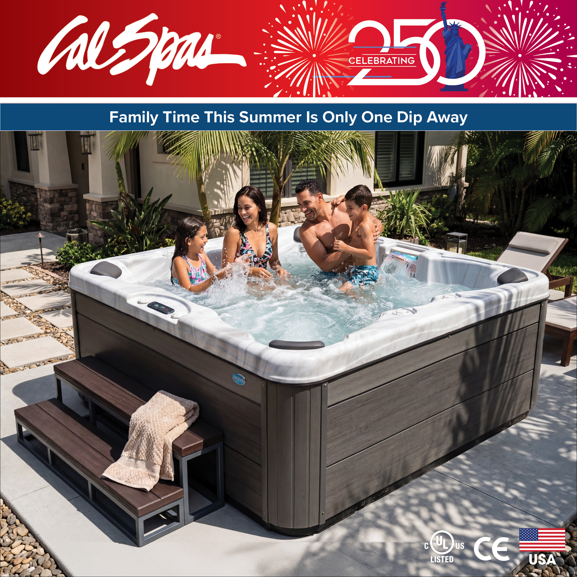 Calspas hot tub being used in a family setting - Kingston